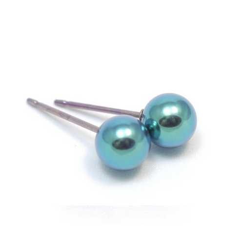 Bijouterie pinto jussey Boucles d'oreille Titane boule vert TT266L GRO
