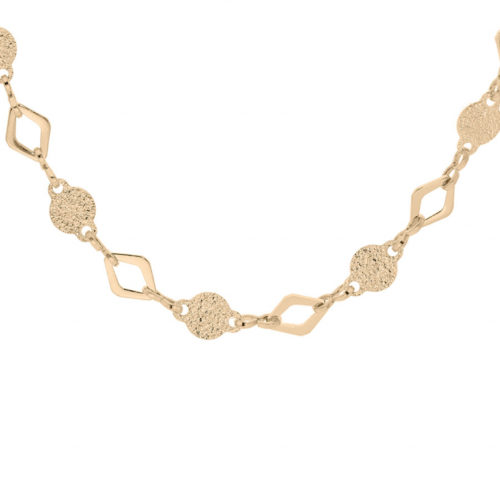 932130 Collier plaqué or losanges et Pastilles diamantées