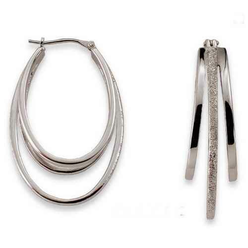 1504763 Boucles d'oreille argent créole triple granité