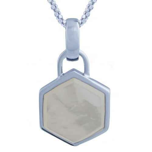 Collier argent Nacre VO 401 hexagonale