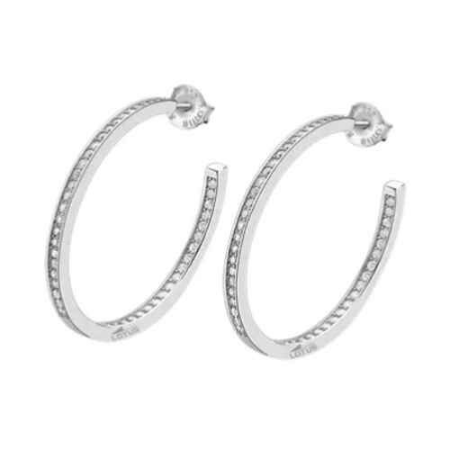 Boucles d'oreille argent Lotus créoles empierrées