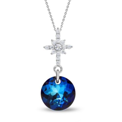 A0318ll Collier argent Spark Fino Bleu