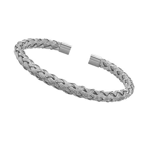 Bracelet acier homme Lotus jonc ouvert tressé