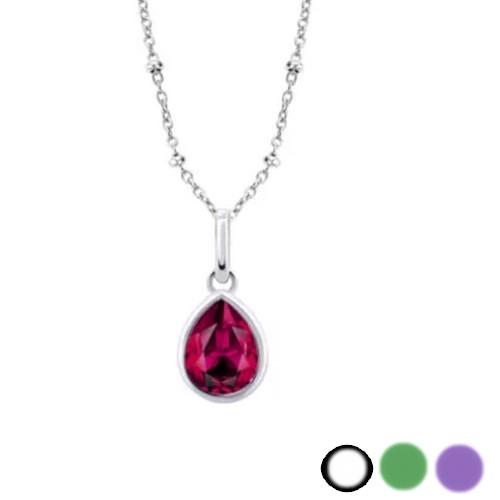 Bijouterie pinto Jussey haute-saone Collier argent Lotus goutte LP3563-1 fuchsia, violet, blanc ou vert