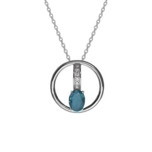 Collier argent LineA 19198-PEpierre bleu