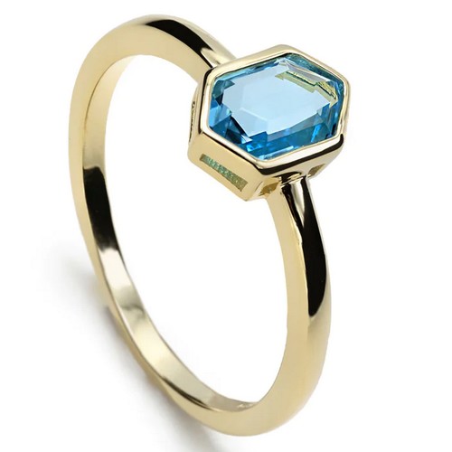 Bague argent doré LineA 19295-R bleu turquoise
