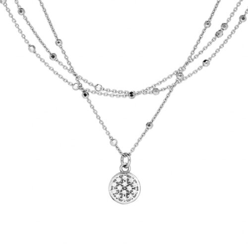 Collier argent triple chaine cube 031346