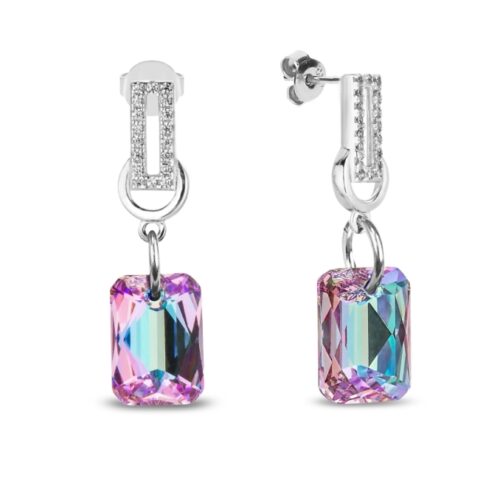 Boucles d'oreille Spark Octagon A0272V cristal Swarovski violet reflet bleu . bijouterie PINTO à JUSEY en Haute-Saône.