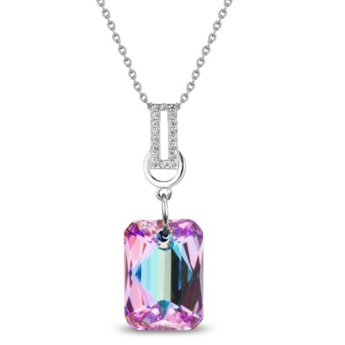 Collier Spark A0273V crsital Swarovski rectangle violet reflets bleu. Collier Spark A06A. bijouterie PINTO à JUSEY en Haute-Saône.