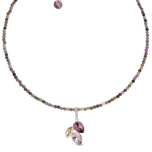 Collier Spark A0277VRTU. cristal Swarovski et pierres naturelles vieux rose. bijouterie PINTO à JUSEY en Haute-Saône.