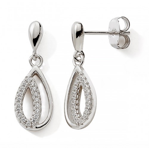 Boucles d'oreille argent C2643 goutte empierrée