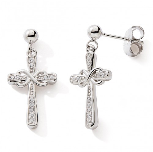 Boucles d'oreille argent croix C3043