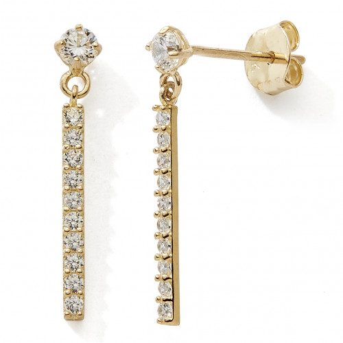 Boucles d'oreille Or 9K ou 18k Barrettes 11273 empierré oxyde blanc