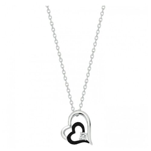 Collier argent coeur Noir 70700819