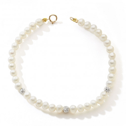 Bracelet Or 18K Perle de culture blanche N10553