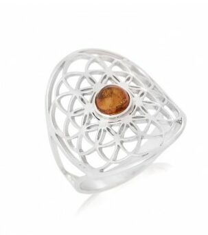 Bague argent filigrane ambre KM016PR Bijouterie pinto à jussey