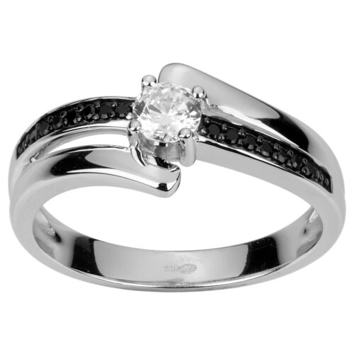 Bague argent croisée pierre noir 70100349