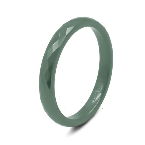 Bague céramique facettée couleur Verte