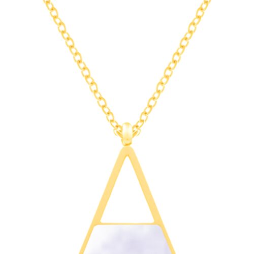 Collier acier doré losange nacre pierre naturelle blanc IU 435