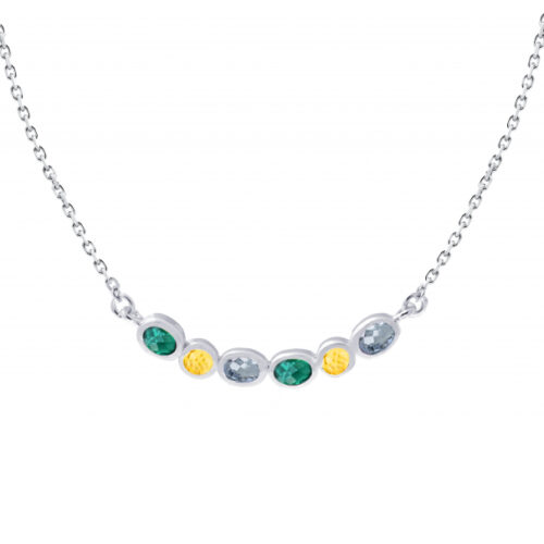 VY 432 Collier Argent pierre naturelle citrine topaze london et quartz vert couleur bleu jaune vert