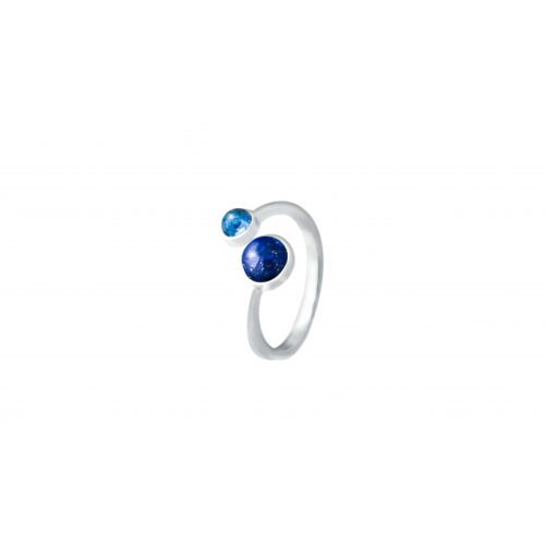 Bague Argent croisée Lapis Apatite IU 110 pierre naturelle bleu