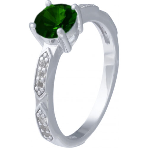 Bague Argent pierre naturelle Solitaire vert VL 151 pierre brillant