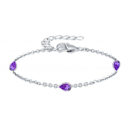 vy 321 Bracelet Argent goutte pierre naturelle violette améthyste