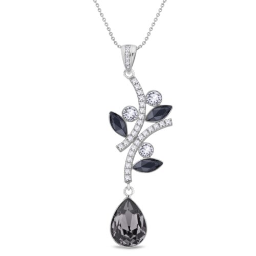 Collier Spark Wild Vine A0518GR pendent floral noir blanc et gris bijouterie PINTO à JUSEY en Haute-Saône.