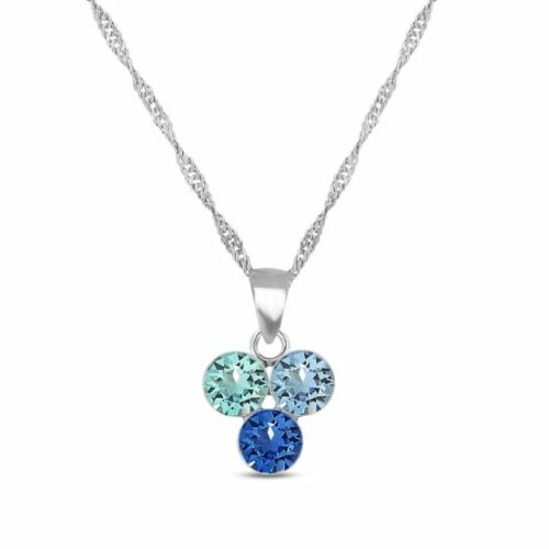 Collier Spark chiquito 3 cristaux Swarovski rond forme triangle dégradé de bleu. bijouterie PINTO à JUSEY en Haute-Saône.