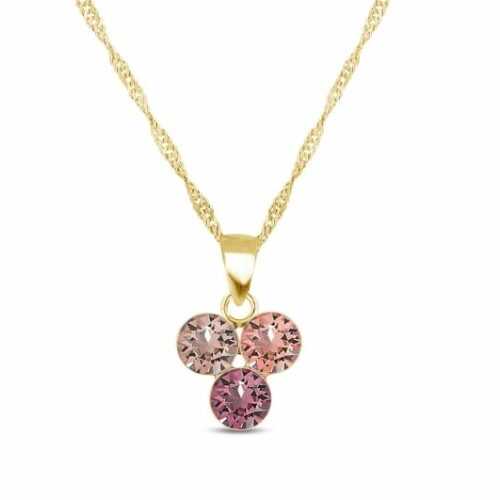 Collier Spark doré Chiquito vieux rose 3 cristaux Swarovski rond forme triangle. bijouterie PINTO à JUSEY en Haute-Saône.
