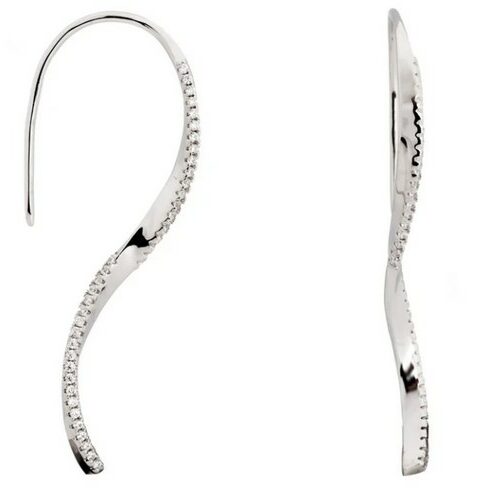 Boucles d'oreille argent LineA 20001-A crochet vrillées modernes et originales avec brillants pierres