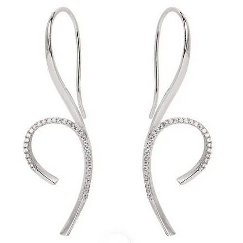 Boucles d'oreille argent LineA 20002-A torsadées volutes avec brillants pierres modernes originales