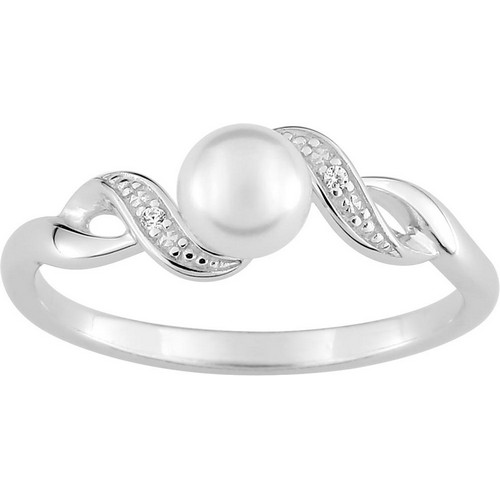 Femme Bague Argent perle imitation blanche ronde 337692.1