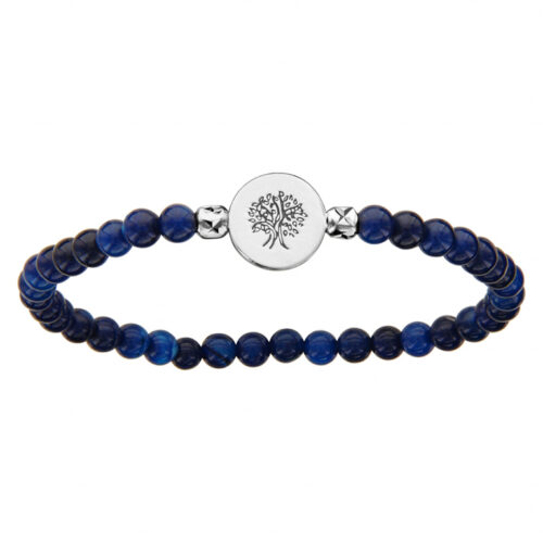 Bracelet enfant Acier perle de verre bleu arbre de vie