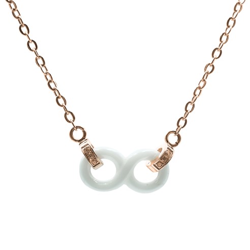 Collier acier Rosé céramique infini LA-N026