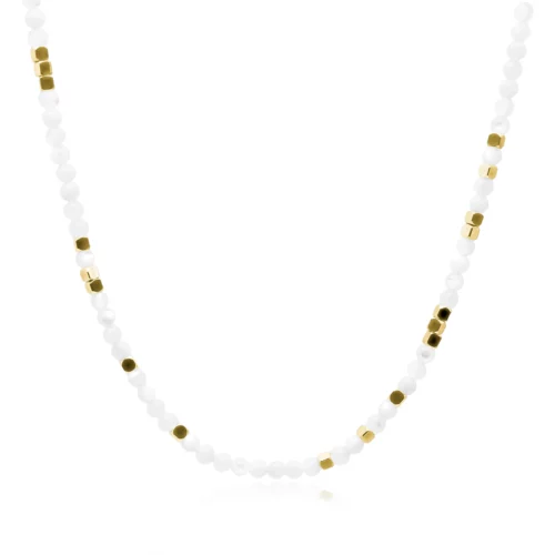 Collier acier doré pierres de lune 4mm LA-N078
