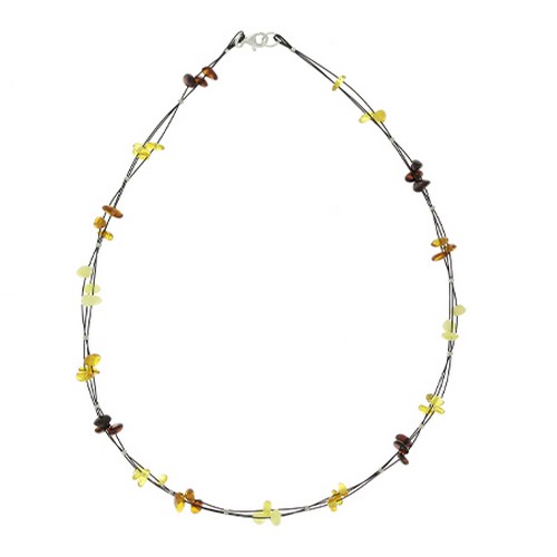 Collier Argent câble Ambre Mix C0550 moderne raffiné
