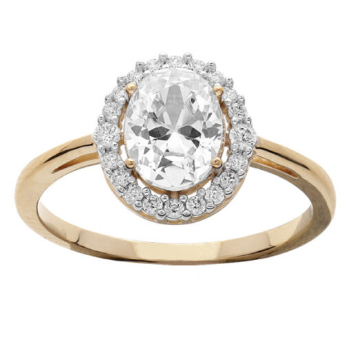 Bague plaqué or empierrée 962263W marquise ronde pierre taille 50 à 66