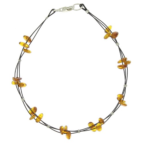 Bracelet Argent Ambre Cognac BRA203 moderne raffiné