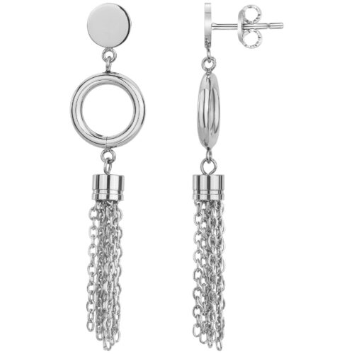 Boucles d'oreille acier pompon chaine 841.142