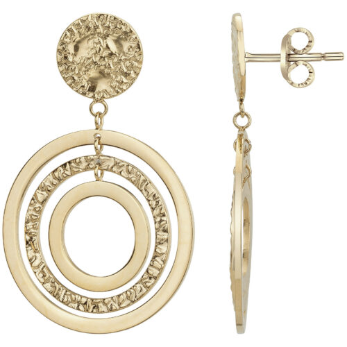 Boucles d'oreille acier doré anneaux martelés 842.198