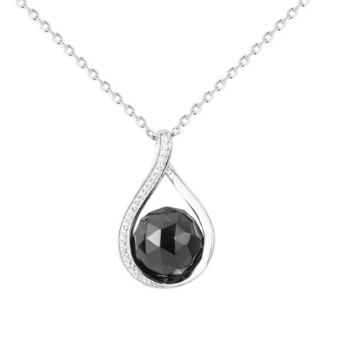 Collier argent boule céramique 1.72.0159 noir goute pierre bijouterie pinto à Jussey en Haute-Saône.